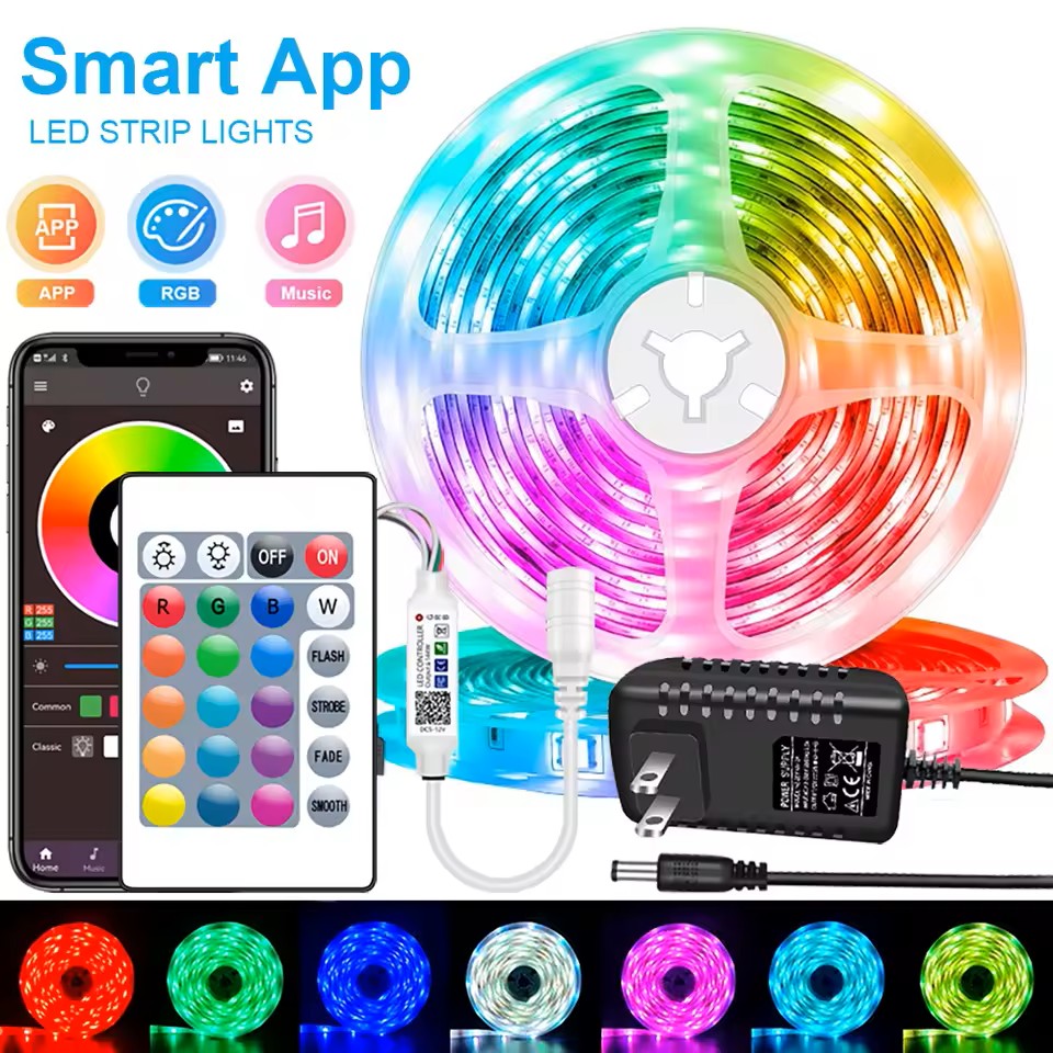 RGB LED Strip Lights – Bluetooth App Control, Color Changing, 5M–20M for Bedroom, Kitchen & Bar