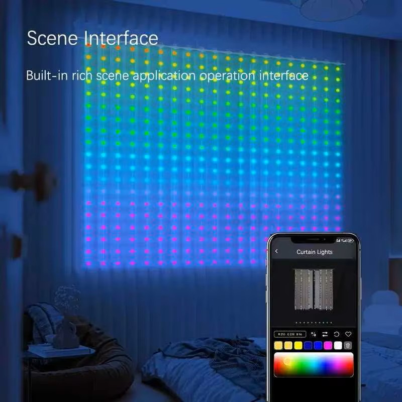 Smart Curtain Lights – DIY Color Changing LED Fairy Lights with Music Sync for Window & Wall Decor