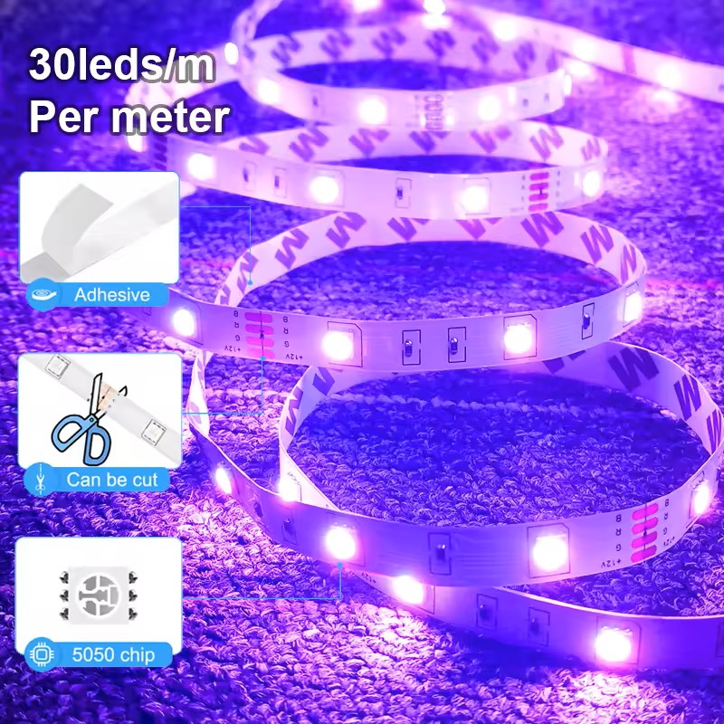 RGB LED Strip Lights – Bluetooth App Control, Color Changing, 5M–20M for Bedroom, Kitchen & Bar