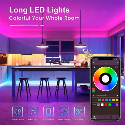 RGB LED Strip Lights – Bluetooth App Control, Color Changing, 5M–20M for Bedroom, Kitchen & Bar