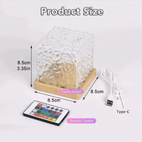 Water Ripple Crystal Projector Night Light – 16-Color Rotating Lamp