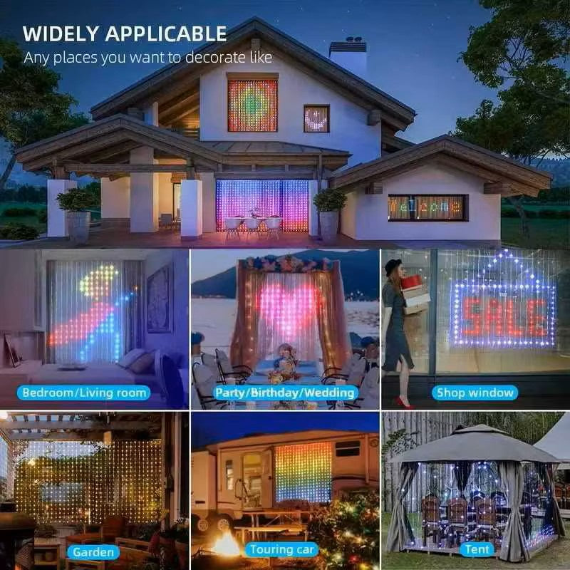 Smart Curtain Lights – DIY Color Changing LED Fairy Lights with Music Sync for Window & Wall Decor