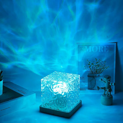 Water Ripple Crystal Projector Night Light – 16-Color Rotating Lamp