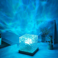Water Ripple Crystal Projector Night Light – 16-Color Rotating Lamp