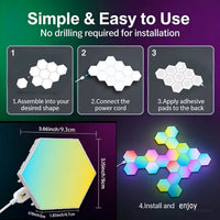Smart Hexagon RGB Wall Lights – APP & Music Sync Panels for Gaming Room & Bedroom